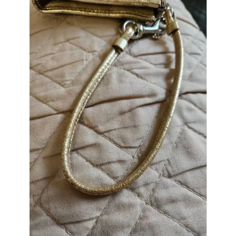 Coach Poppy Wristlet — Gold Silver and Khaki with lavender interior